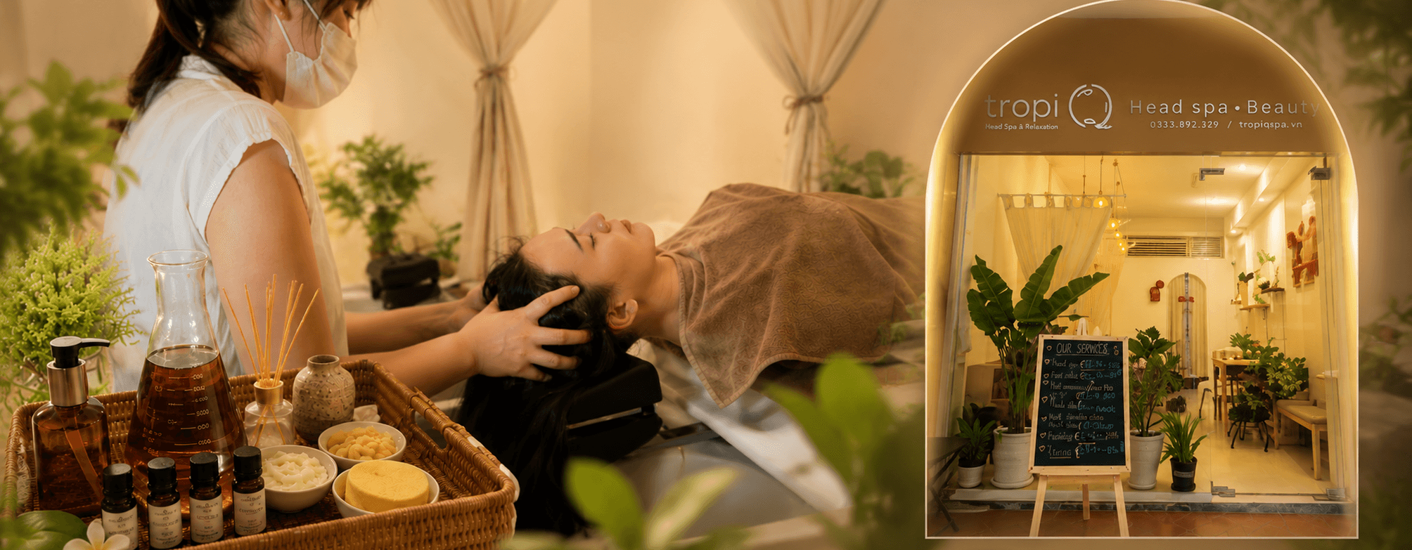 Tropi Q head spa treatment room in Hanoi