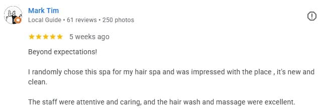 5-star guest review of Tropi Q head spa Hanoi — review 10